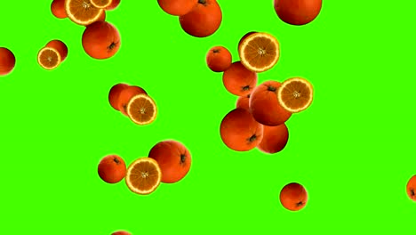 las frutas caen animación croma elemento clave bucle, naranjas