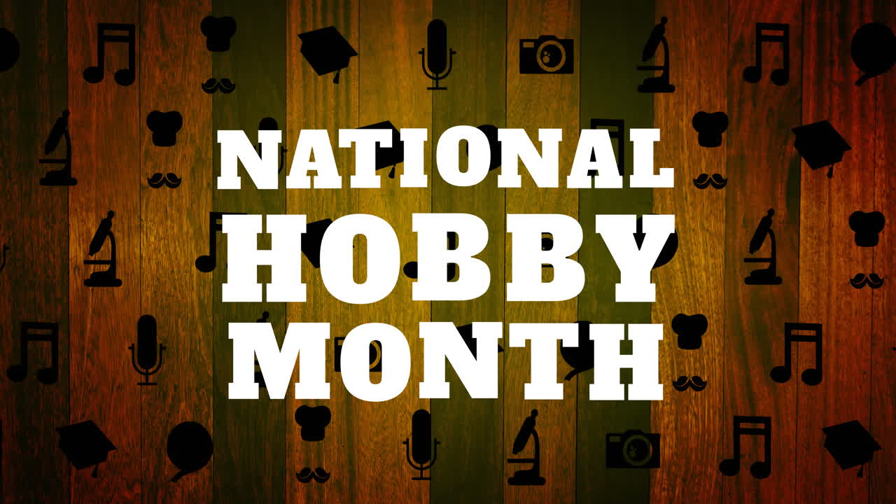 팔레트에 페인트와 페인트 브러시로 오렌지색으로 당신의 취미 텍스트의 애니메이션