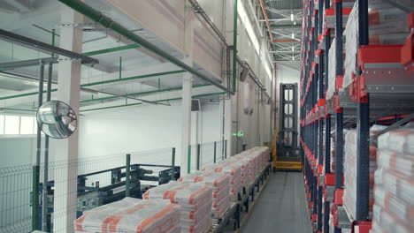 warehouse interior with forklift and automated storage