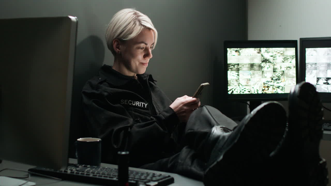 guardia de seguridad trabajando en una habitación