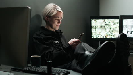 Safety guard working in a room