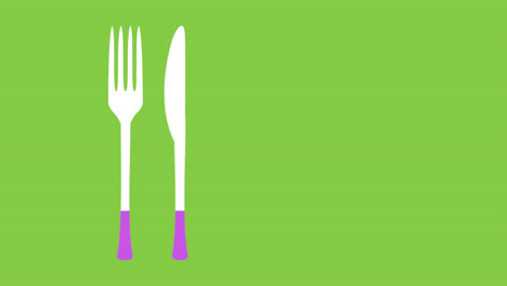 cutlery shape filling with colour on green background