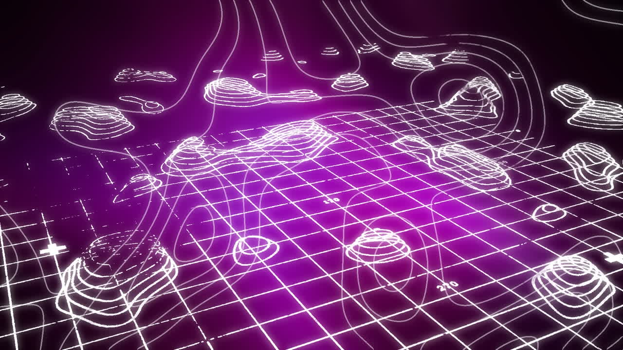 White trails forming relief on a 3D quadrilled background