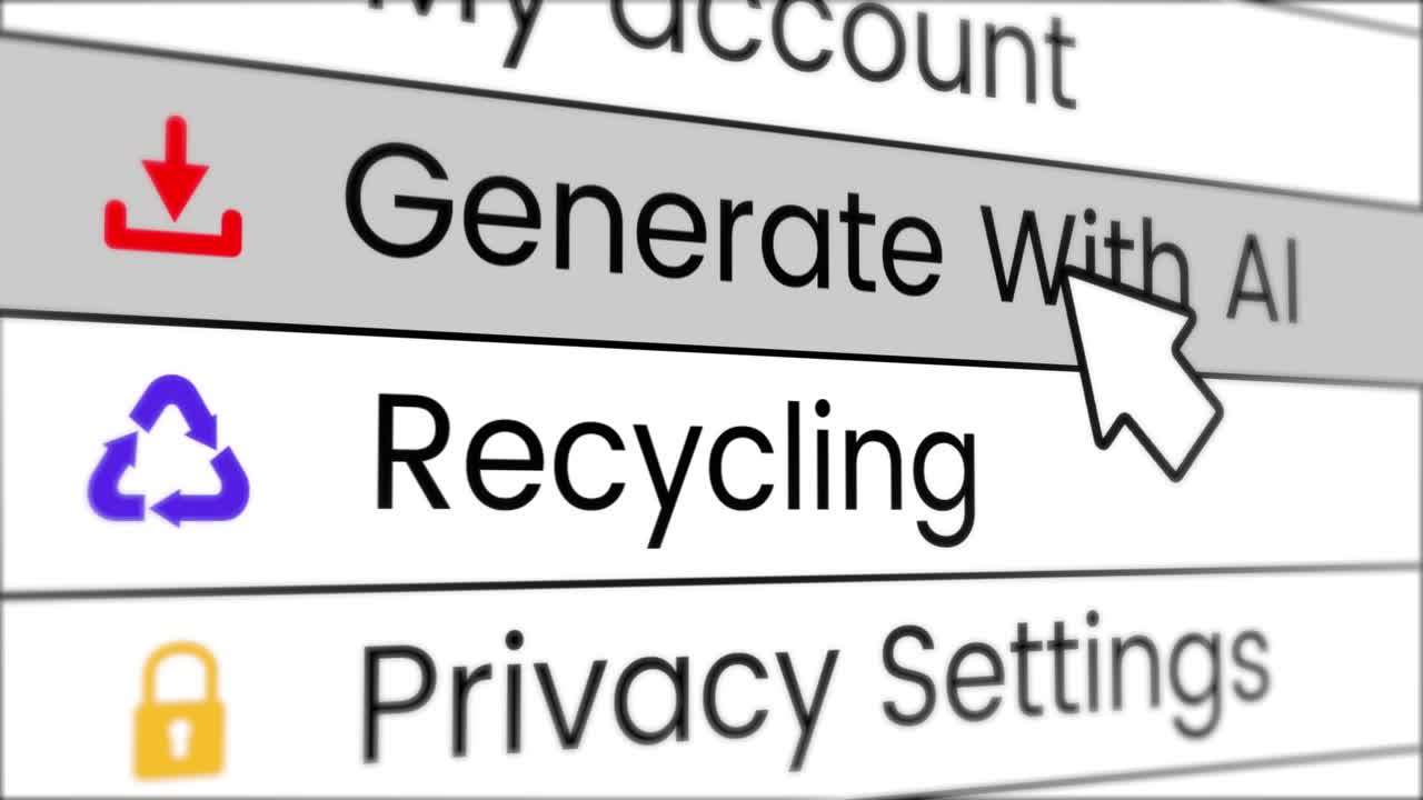 Mouse Cursor Clicks "Generate With AI" on a Digital Menu