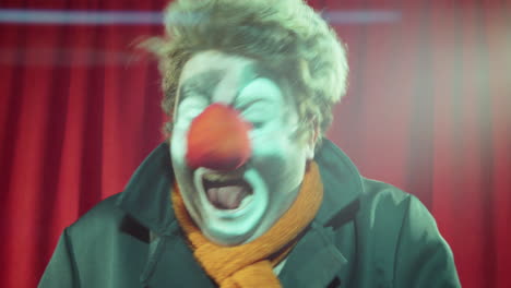 clown giving stand up on stage