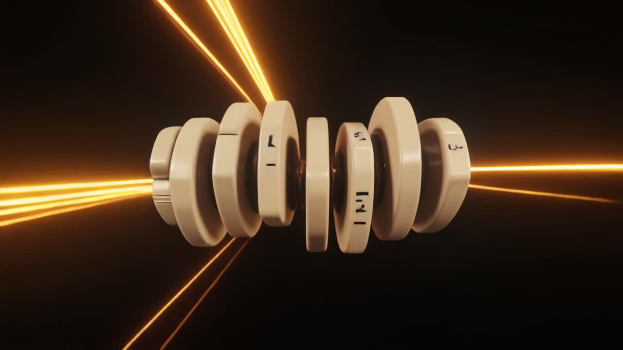 Futuristic Abstract Gears Rotating with Bright Light Rays