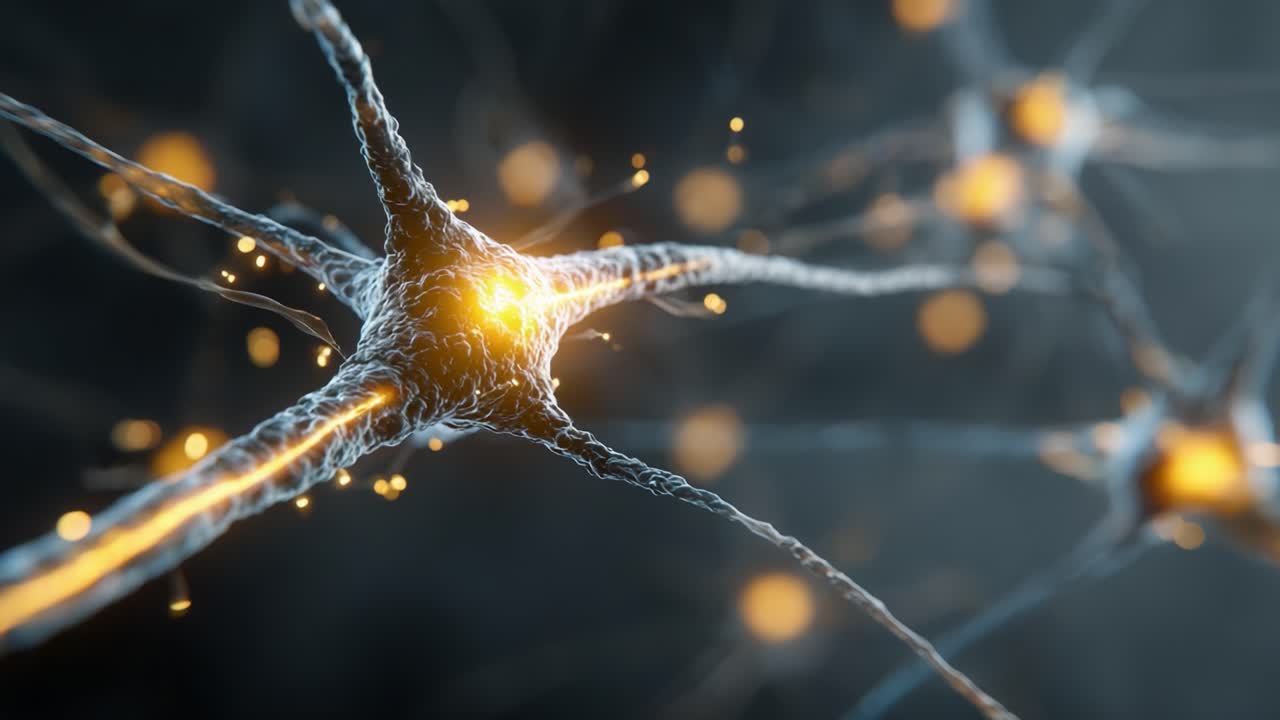 An Intricate View of Neurons Illuminated by Electrophysiological Activity, Showcasing the Complexity of Neural Connections and Information Transmission