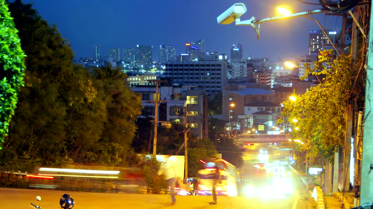 파타야 공립 정원에서 밤 시간 지연