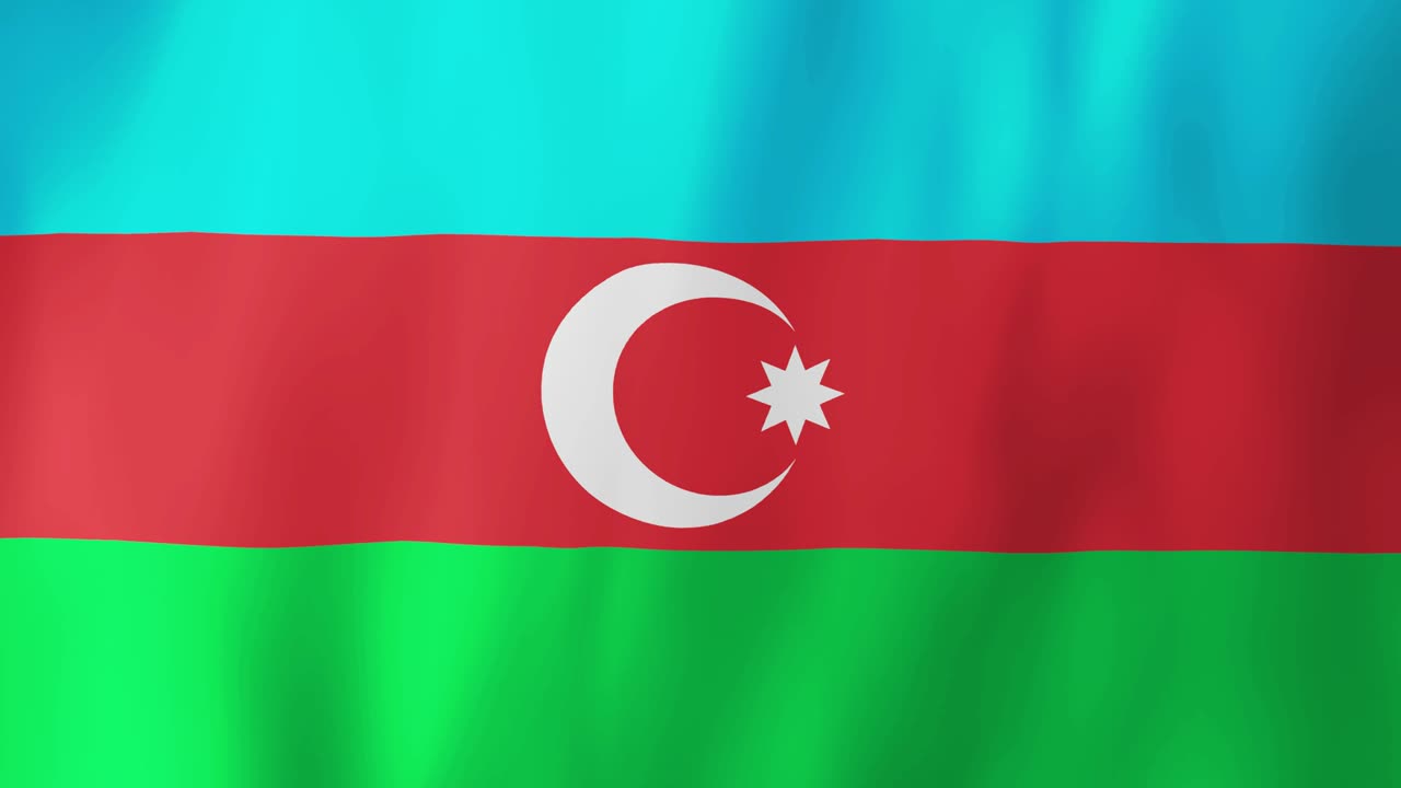 アゼルバイジャン国旗が風に振る 4k アニメーション