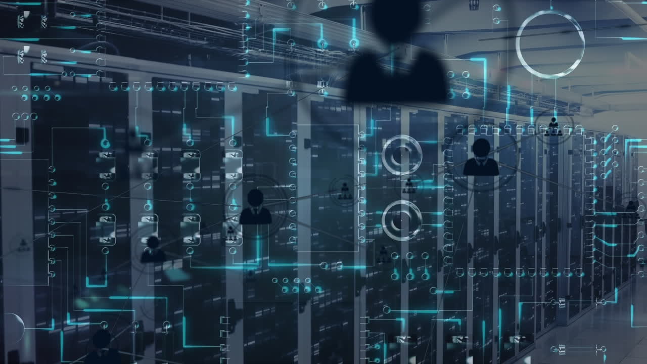 Animation of icons and connections over servers