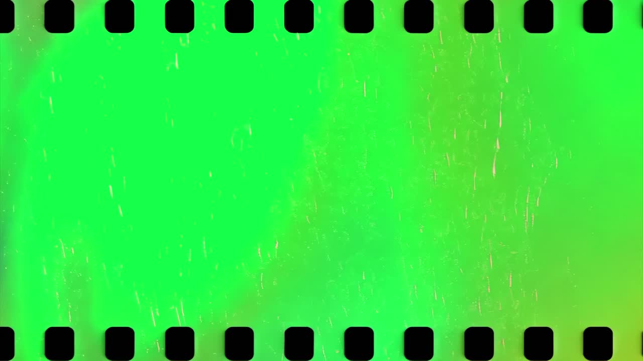Analog film frame animation, transparent 4K video, green screen