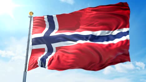 bandera de noruega bucle sin costuras vídeo de renderización 3d. hermoso bucle de tela textil agitando