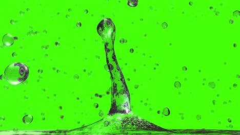 pantalla verde de salpicaduras de agua