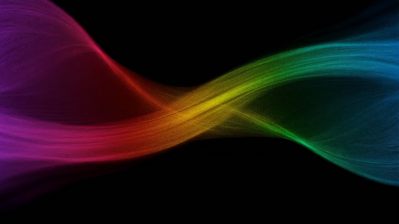 Abstract Colorful Wavy Light Trails on Black Background