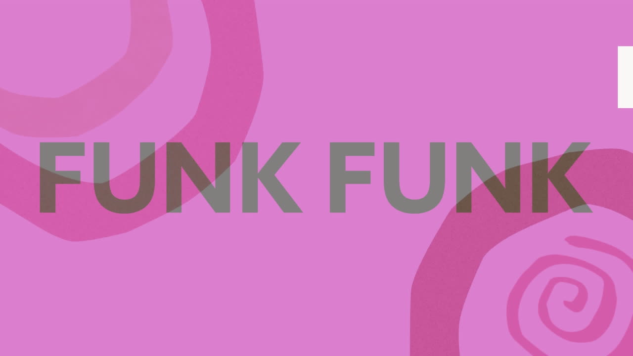 animación de texto funk en un fondo colorido