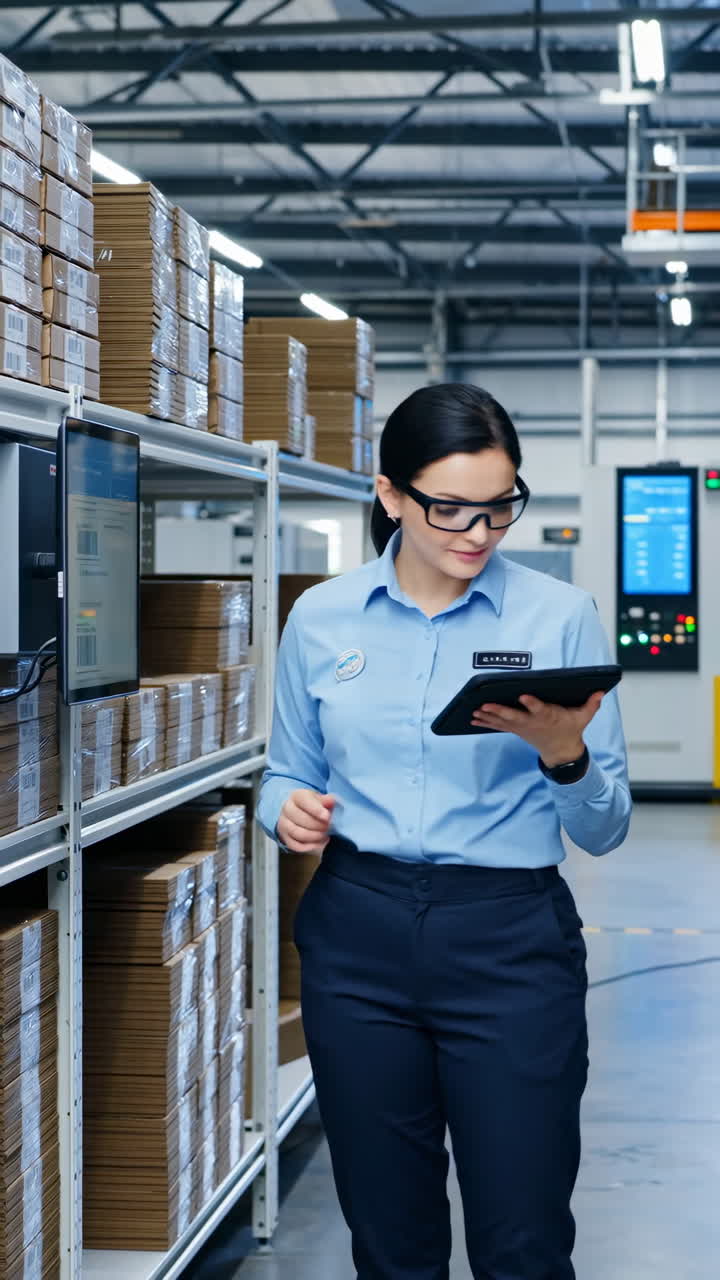 Woman Working in a Modern Warehouse with Tablet | Premium Stock Video ...
