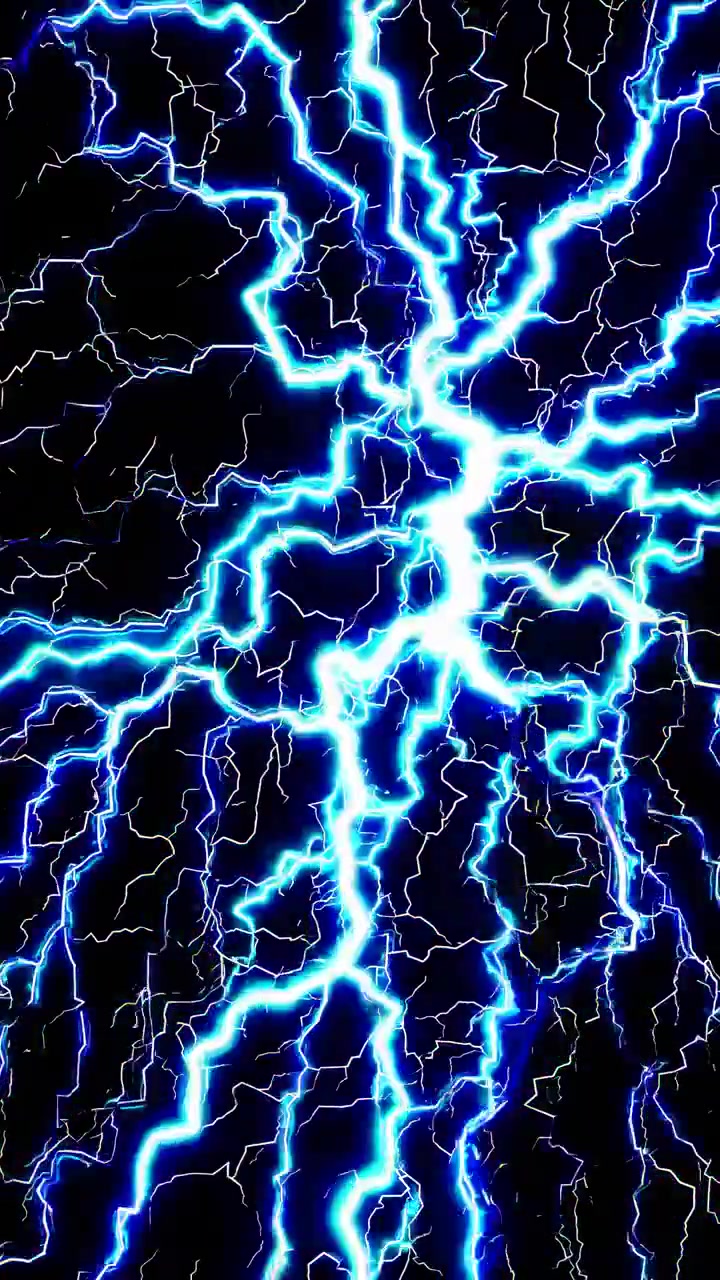 Abstract Blue Electric Energy Lines Flickering on Black Background