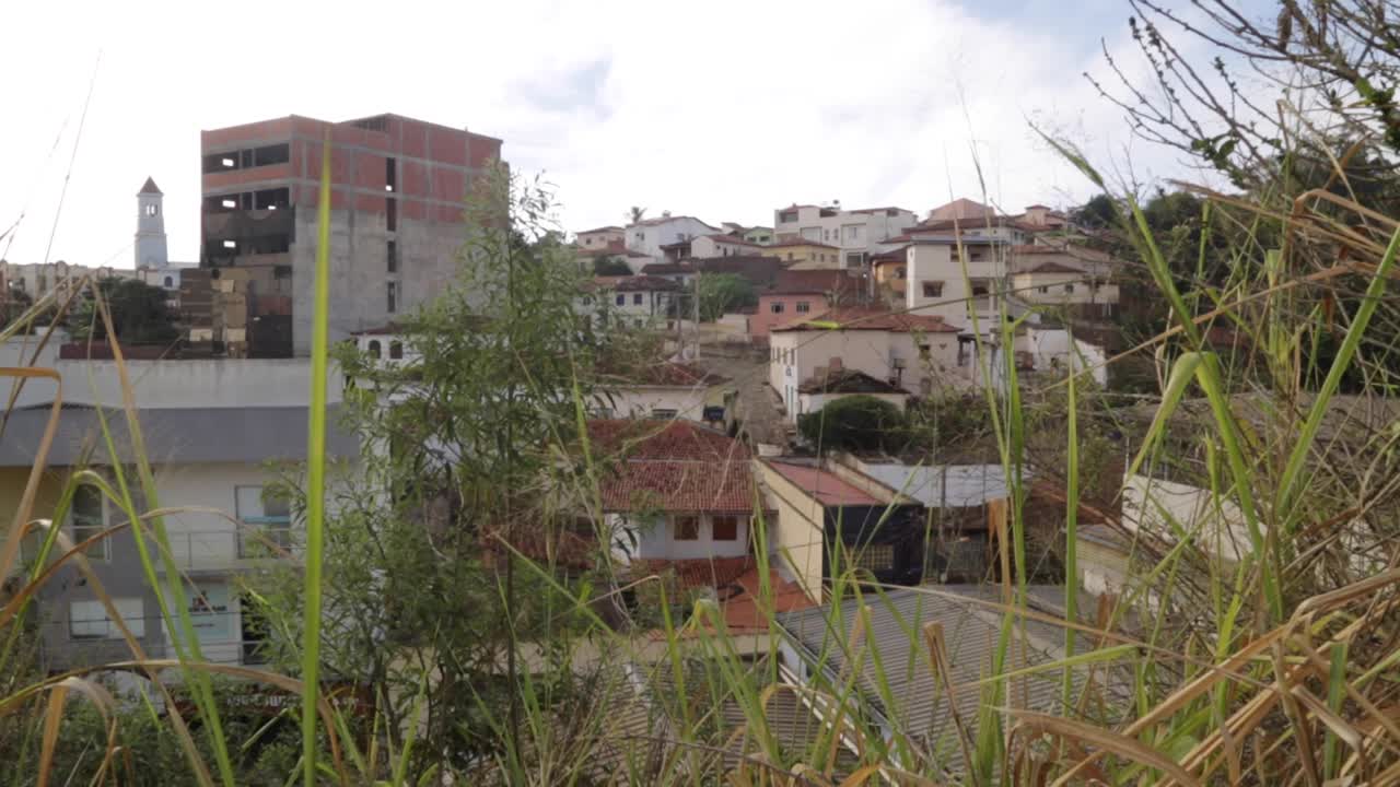 Main street on a small town in Minas Gerais, Capelinha, Brazil