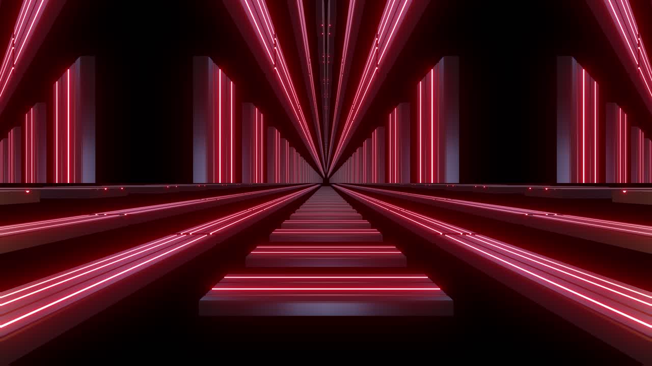 Red Neon Glowing Tunnel