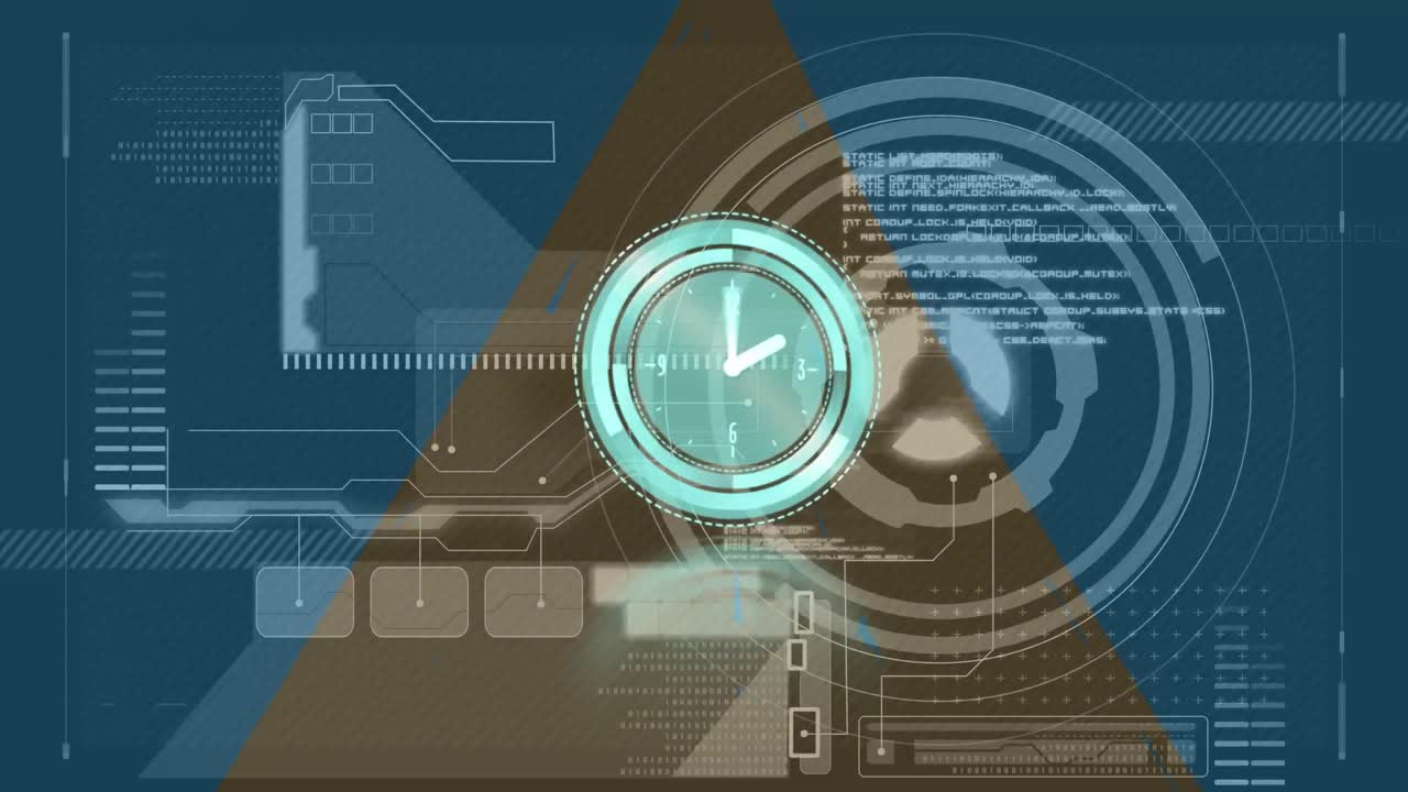 animación del reloj y el procesamiento de datos sobre el triángulo