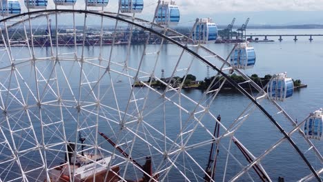 rio de janeiro, brazil. downtown district of rio de janeiro, brazil.. aerial landscape of landmark of downtown city. rio star attraction tourism point. famous rio niteroi bridge at background. rio de janeiro, brazil.