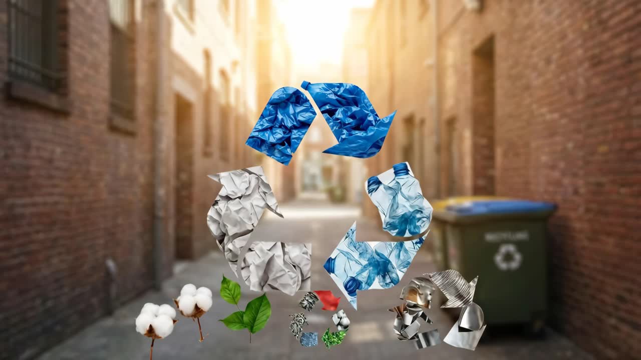 Símbolo de Reciclagem Formado por Vários Materiais Recicláveis