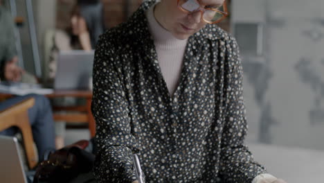 woman working in a co-working space