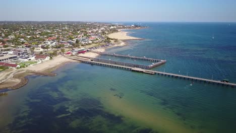 Rising-aerial-footage-of-the-Midle-Brighton-Pier-and-Middle-Brighton-Baths