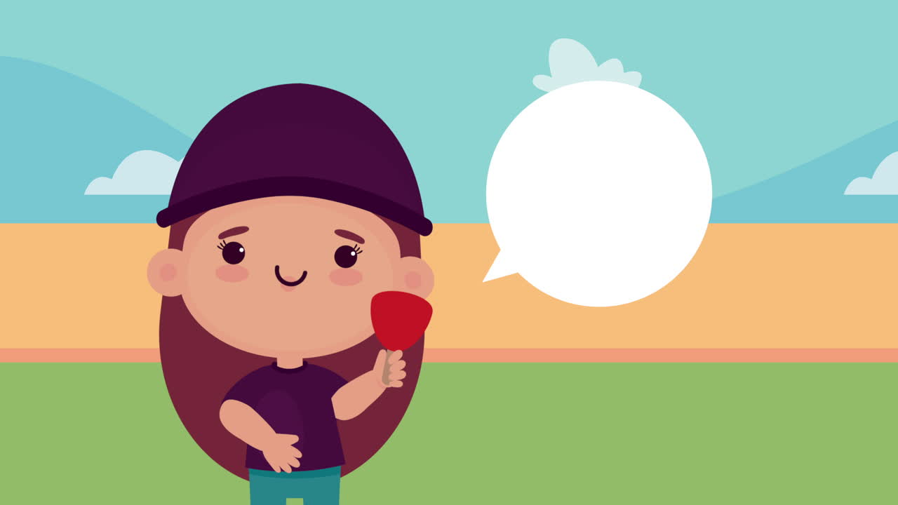 una chica linda con una piruleta.