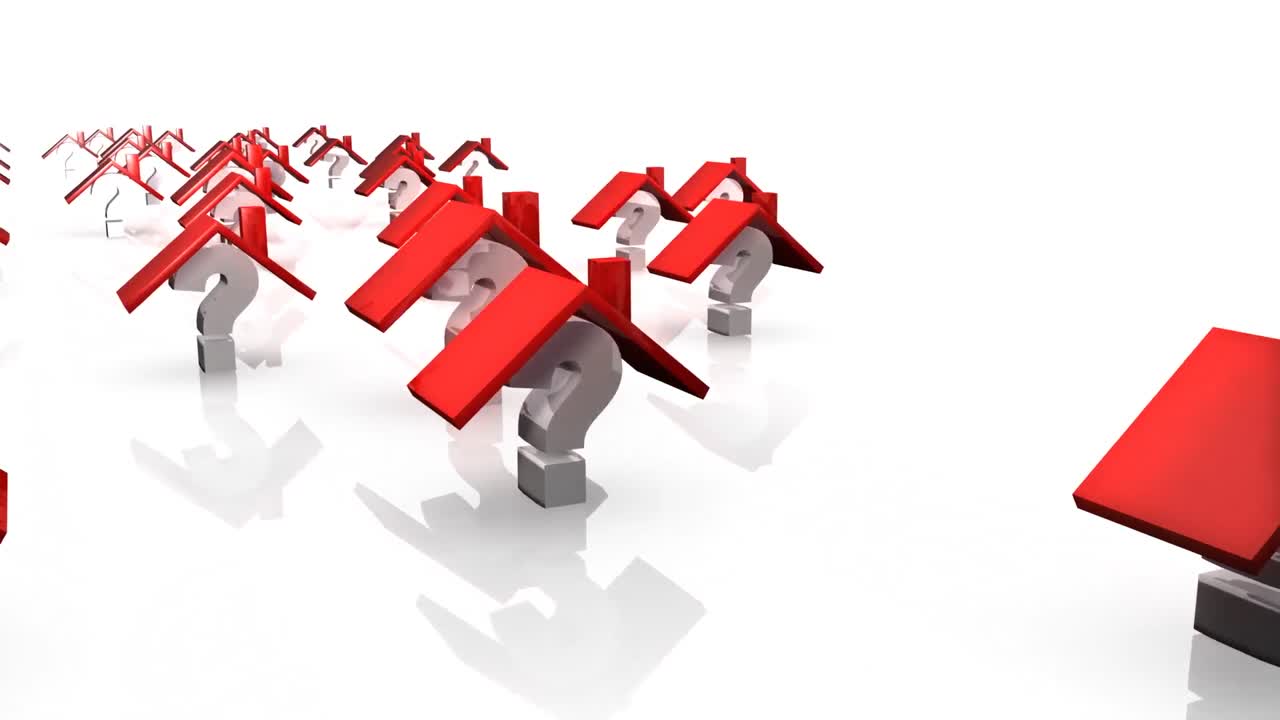 질문표가 있는 3d 하우스