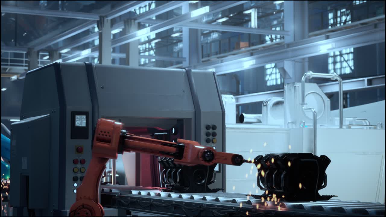 Smart Industry Robot Arms Modernization For Digital Factory Technology . Concept Of Automation Manufacturing Process Of Industry 4.0 Or 4Th Industrial Revolution And Iot Software Control Operation