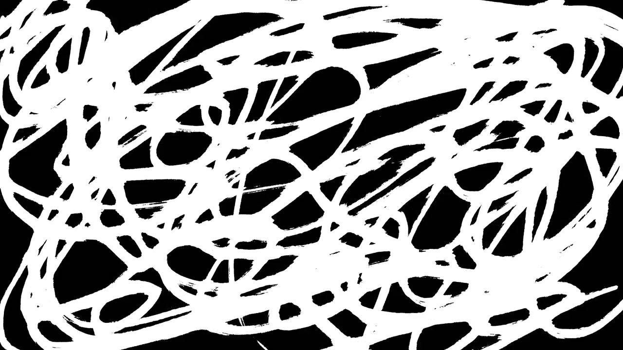 Animated Abstract White Scribble Lines on Black Background