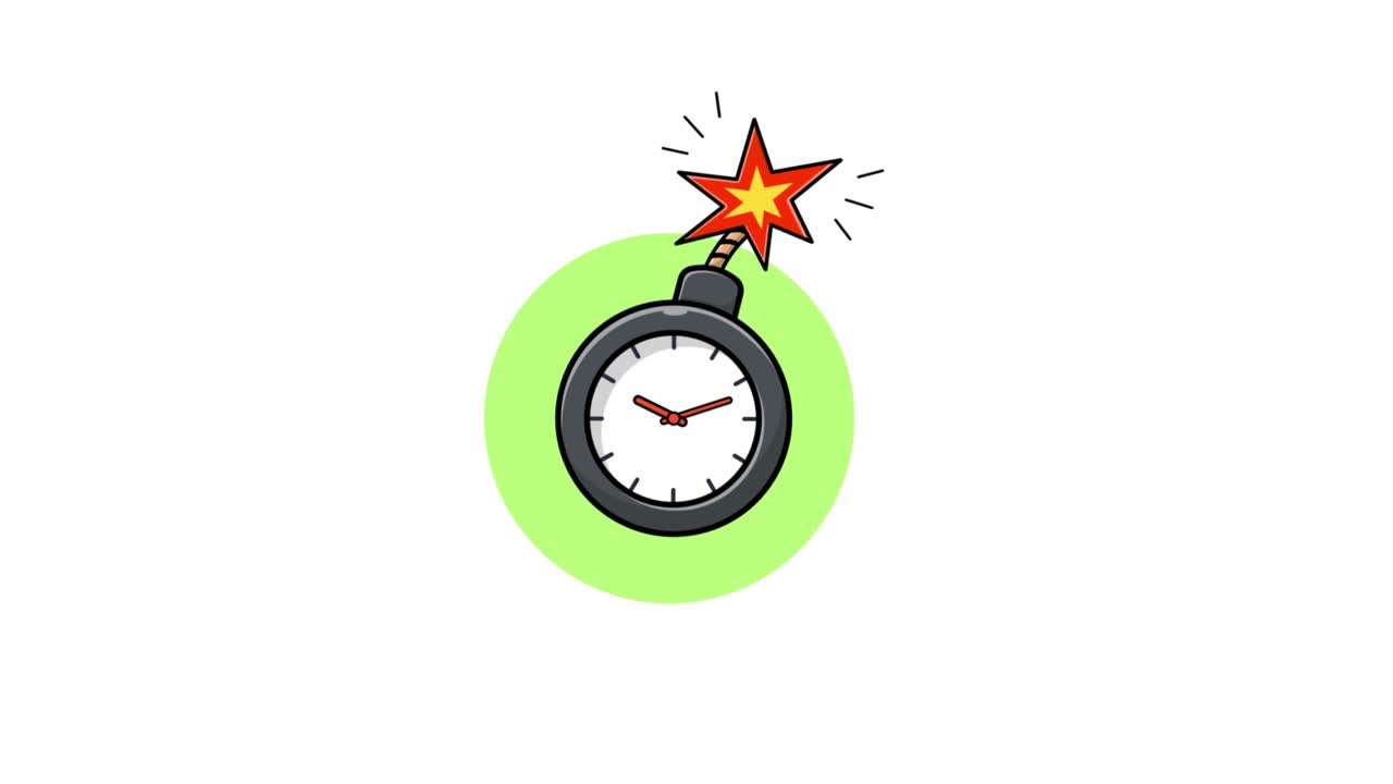 Animated Time Bomb Ticking with Sparking Fuse