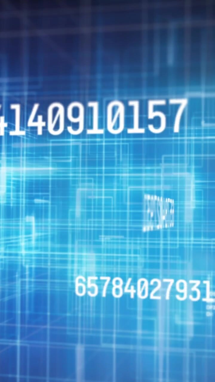 Animazione di cifre che cambiano ed elaborazione dati su griglia luminosa