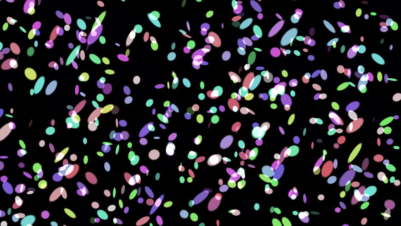 마법의 색 입자 모션 그래픽과 밤의 배경