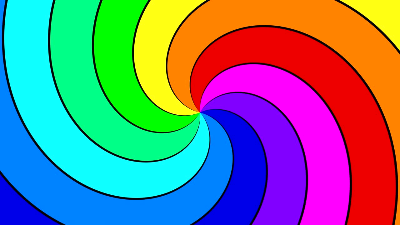 remolino espectral del arco iris que gira rápidamente en sentido contrario a las agujas del reloj, bucle sin costuras