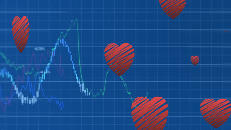 animación del procesamiento de datos sobre los corazones