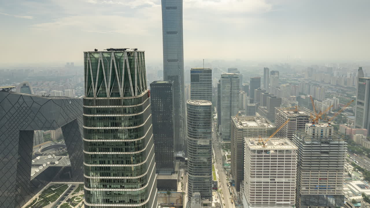 Timelapse of the Beijing city skyline from a high vantage point