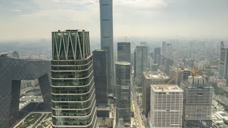timelapse of the beijing city skyline from a high vantage point