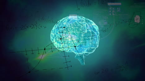 animación del cerebro humano y procesamiento matemático de datos