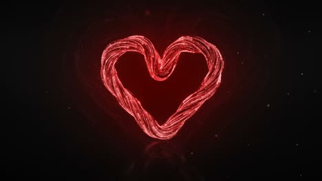 forma de corazón rojo de los senderos de luz de brillo 3d hacer animación de bucle sin costuras