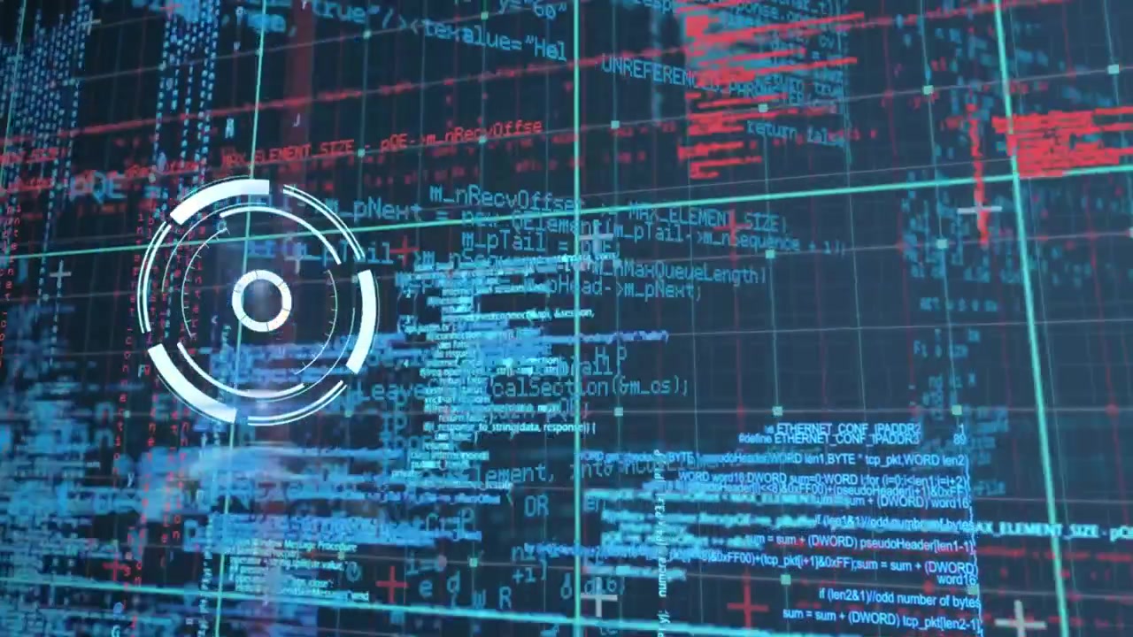 Animasjon av kikkertsikte som skanner over databehandling på rutenett