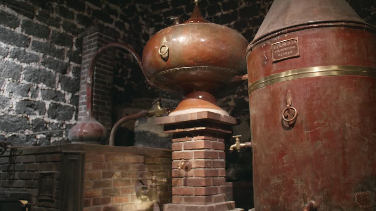 Old Alembic Equipment For Distillation Of Alcohol. close up