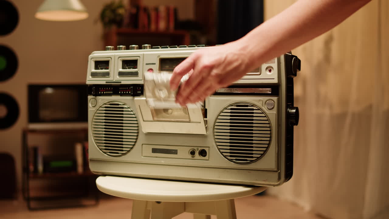 Vintage Cassette Player in a Home Setting