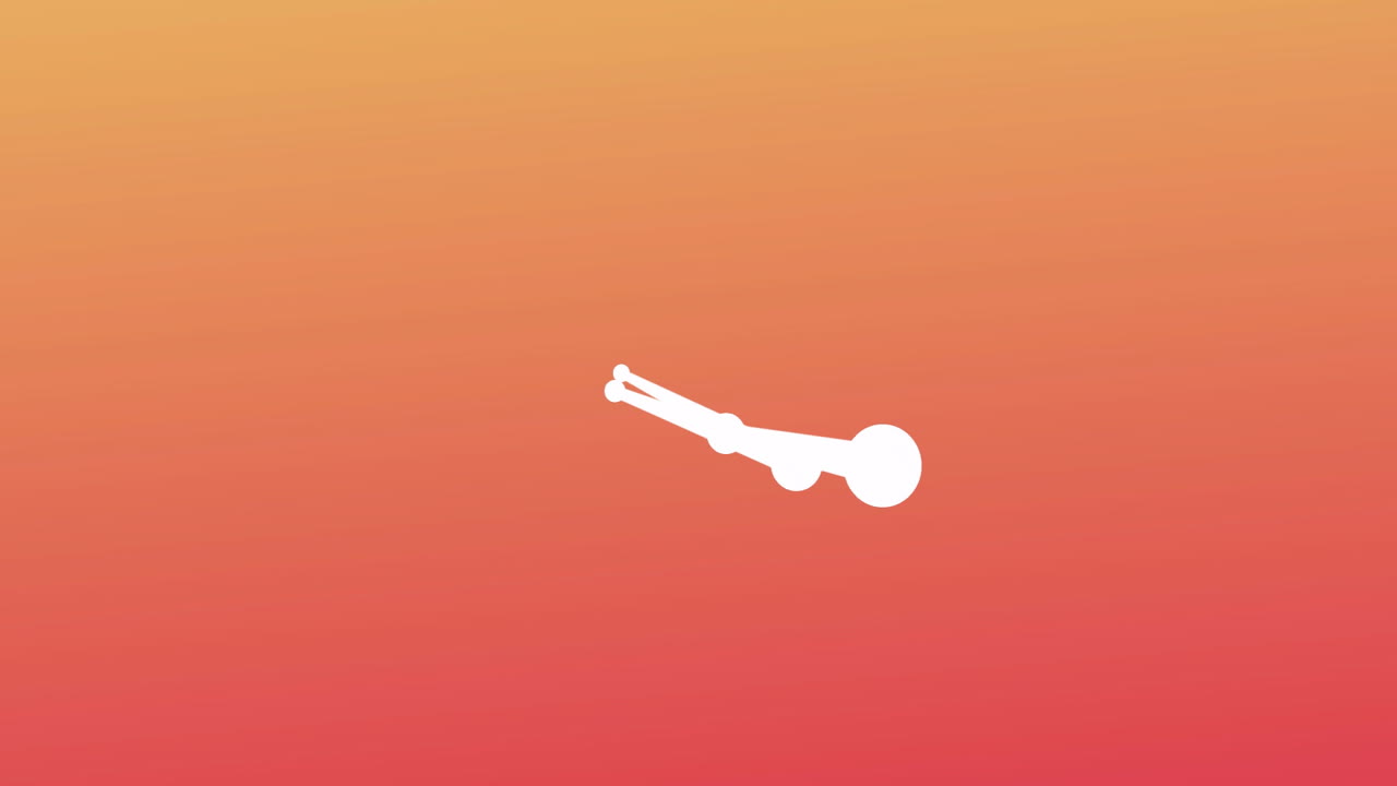 Animation of connected 3d structure of white circles and lines moving on orange background