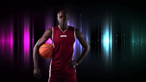 male basketball player against multi color background