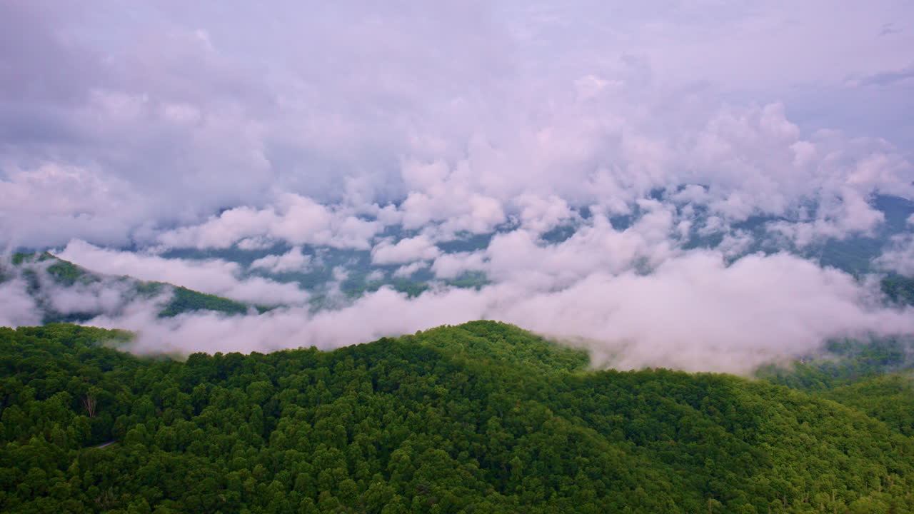 Drone perspective of atmospheric ridges in the Smokies.