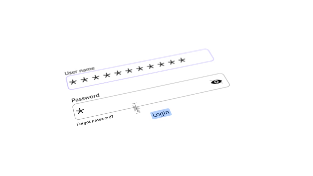 Minimal login interface username password field hidden visibility sign in button cybersecurity