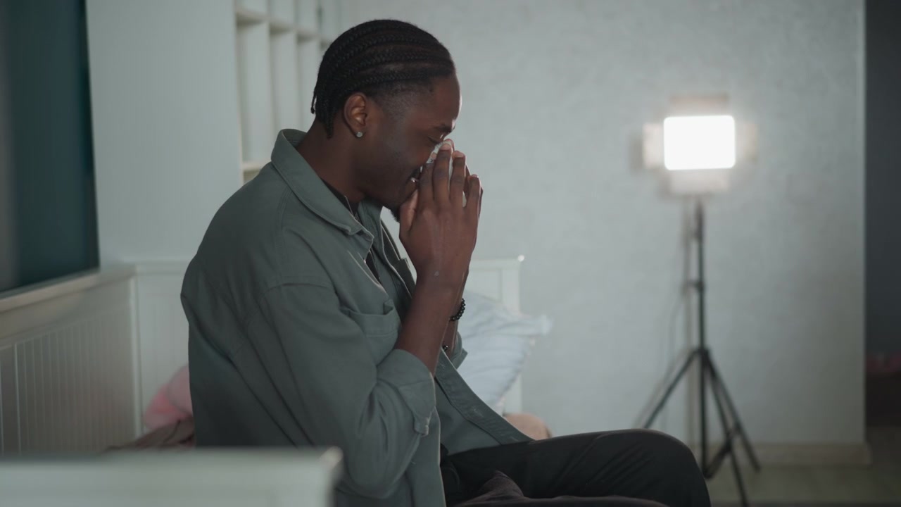 Man searches for peaceful refuge. Quiet individual desires calming moments of devotional contemplation. Quiet man approaches solace through heartfelt prayer and reflective introspection