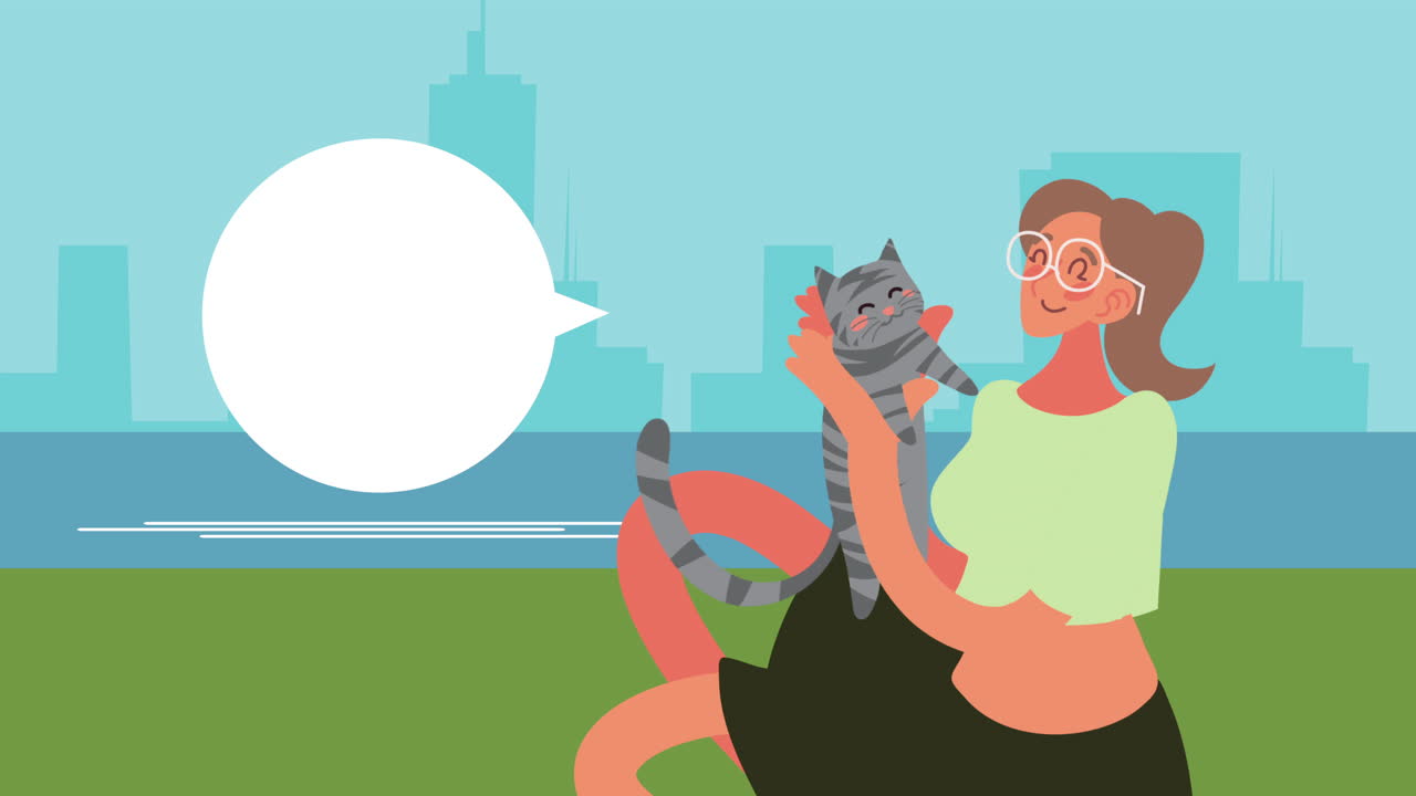 Woman with Cat in Park